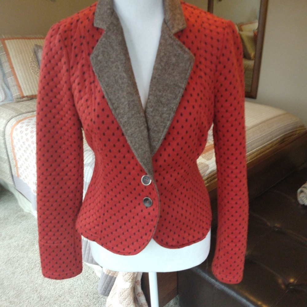 Polka dot rust blazer